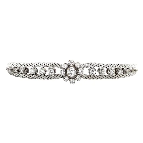 Vintage 18K White Gold Bracelet with Diamond