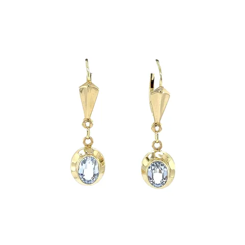 Vintage 14K Gold Drop Earrings with Blue Spinel