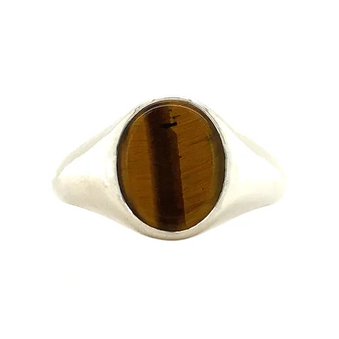 Vintage Twiggy Sterling Silver Ring, Tiger Eye