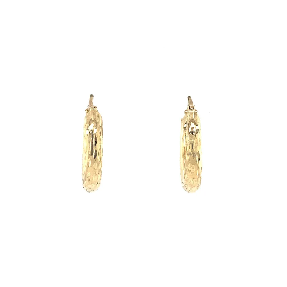 Vintage 14K Gold Fancy Hoop Earrings