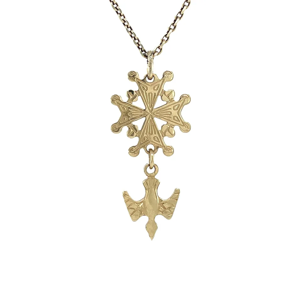 Vintage 14K Gold Hugenoten Cross Pendant