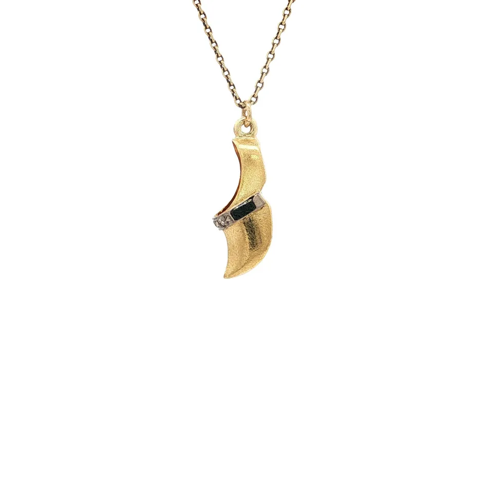 Vintage 14K Gold Clog Pendant with Diamond