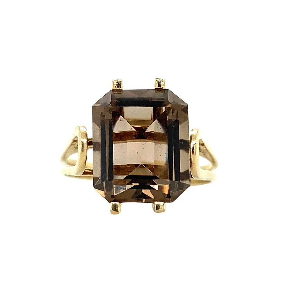 Vintage 14K Gold Ring with Smoky Topaz