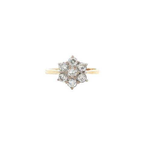 Vintage 18K Gold Cluster Ring with Diamond