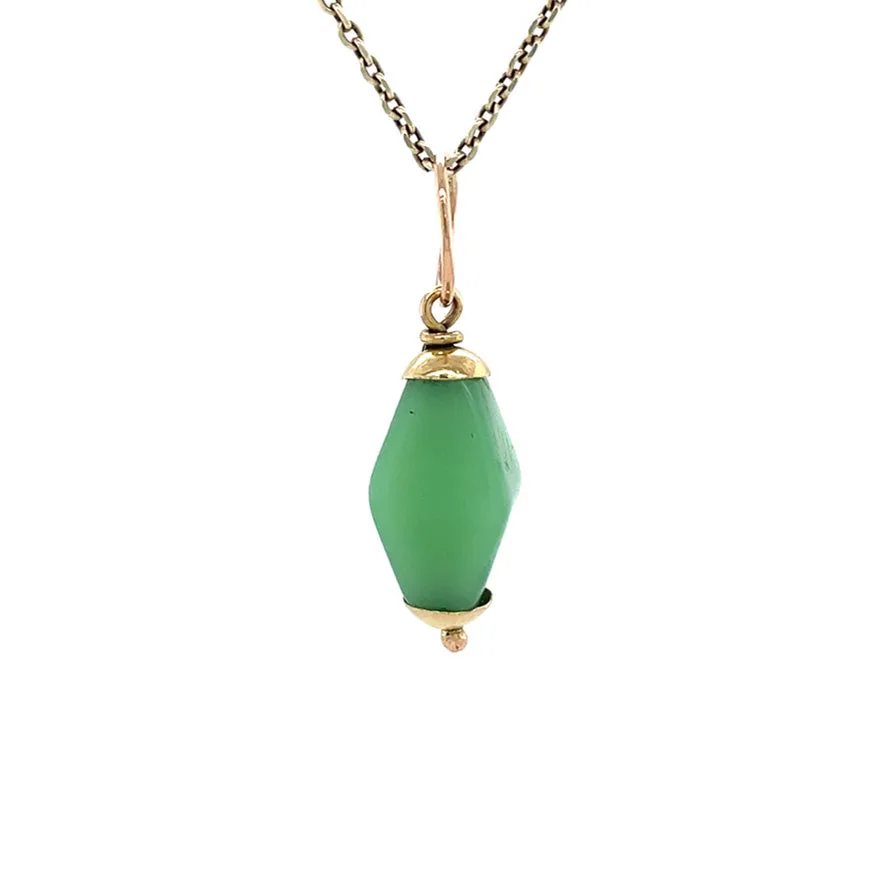 Vintage 14K Gold Pendant with Green Opal