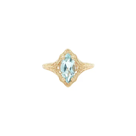 Vintage 14K Gold Ring with Blue Topaz