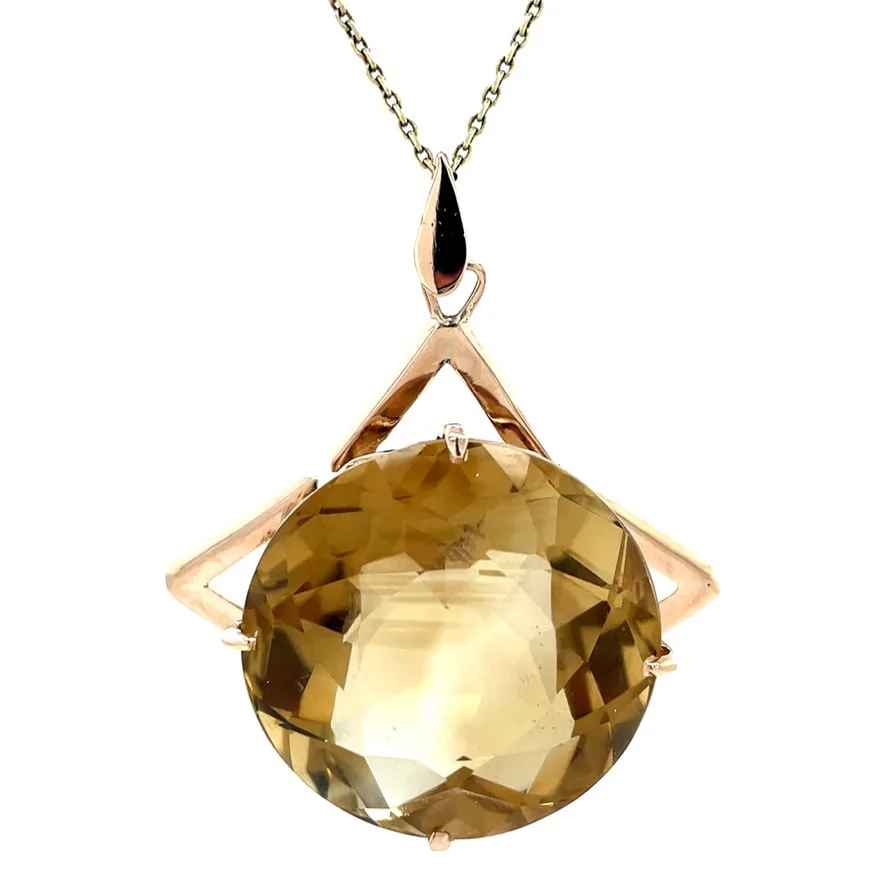 Vintage 10K Gold Pendant with Citrine