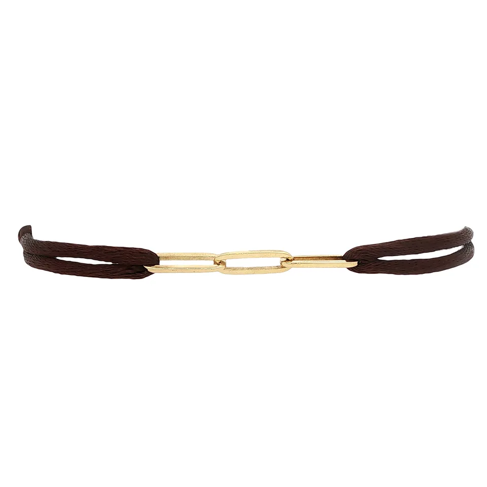 Vintage Satin 14K Gold Bracelet with Closed Forever Link