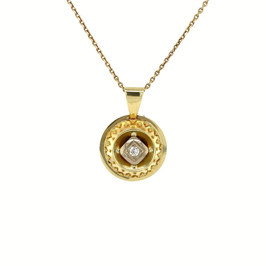 Vintage 14K Gold Pendant with Diamond