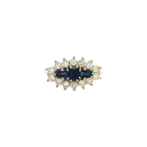 Vintage 18K Gold Ring with Sapphire and Diamond