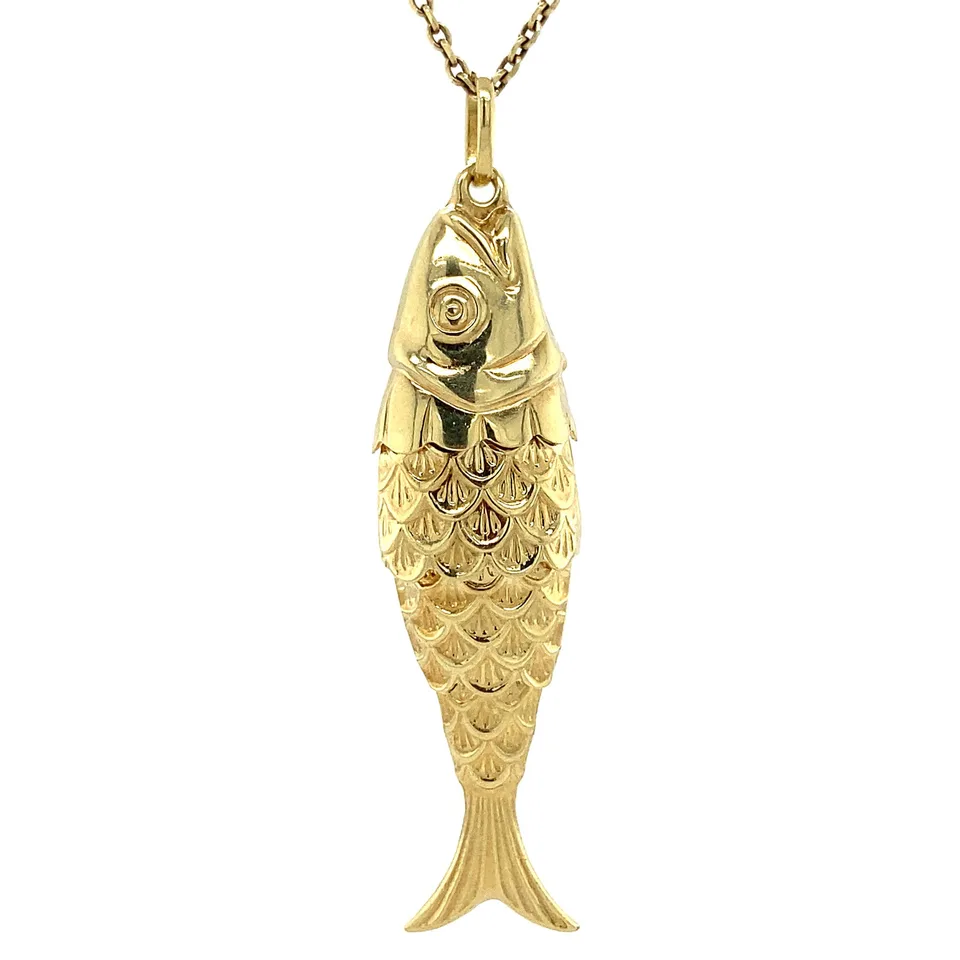 Vintage 14K Gold Pendant Fish