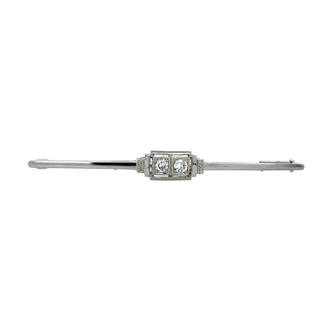 Vintage 18K White Gold Brooch with Diamond