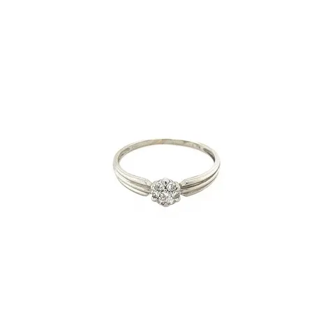 Vintage 18K White Gold Cluster Ring with Diamond