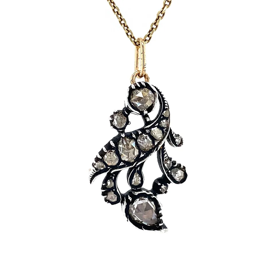 Vintage 14K Two Tone Gold Pendant with Diamond