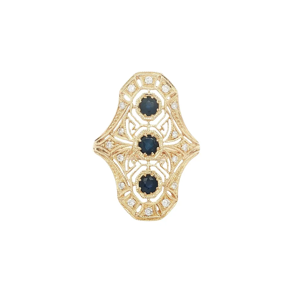 Vintage 14K Gold Ring with Sapphire and Diamond