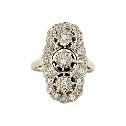 Vintage 14K White Gold Princess Ring with Diamond