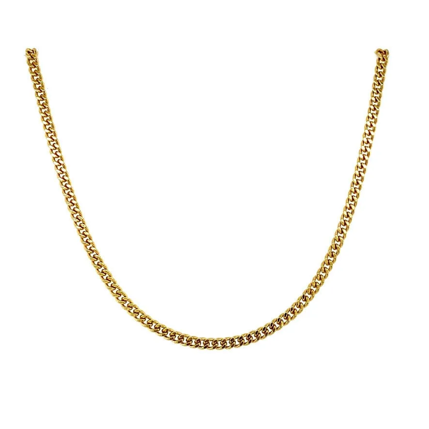 Vintage 14K Gold Curb Long Necklace