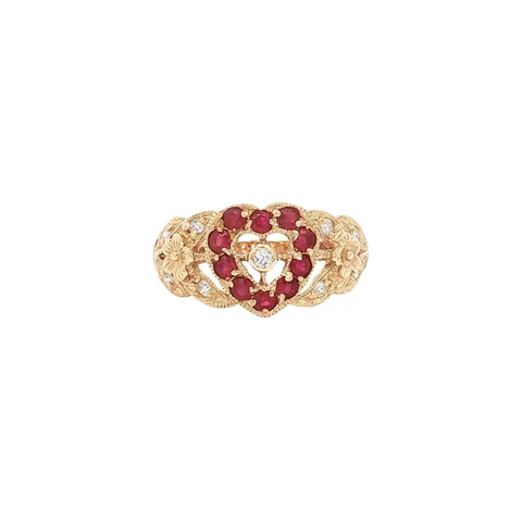 Vintage 14K Gold Ring with Ruby and Diamond