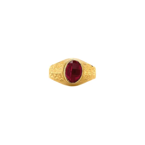 Vintage 18K Gold Ring with Synthetic Ruby