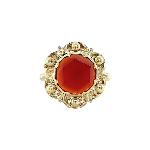 Vintage 8K Gold Ring with Carnelian, Garnet and Turquoise