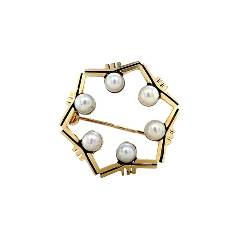 Vintage 14K Gold Brooch with Pearl