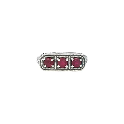 Vintage Sterling Silver Ring with Ruby