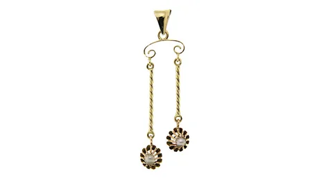 Vintage 14K Gold Pendant with Pearl