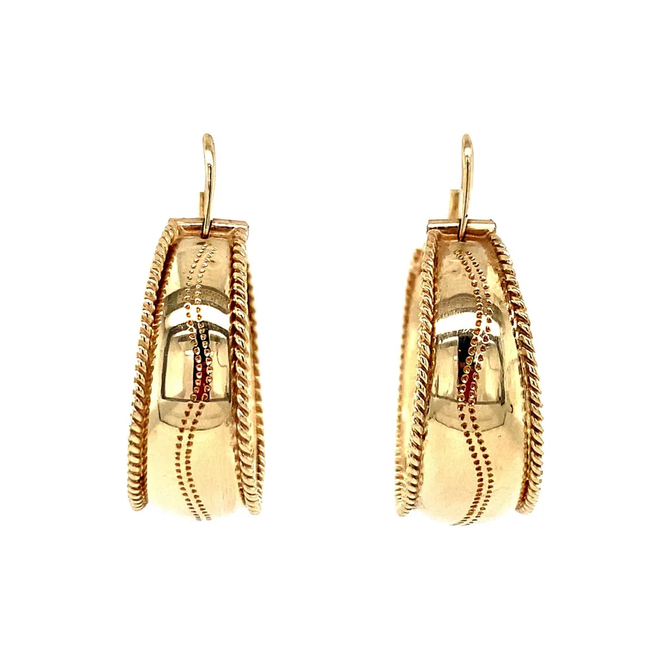 Vintage 14K Gold Hoop Earrings Fancy