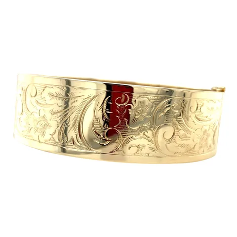Vintage 14K Gold Bangle with Engraving