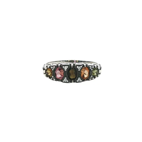 Vintage Sterling Silver Ring with Tourmaline and Sapphire