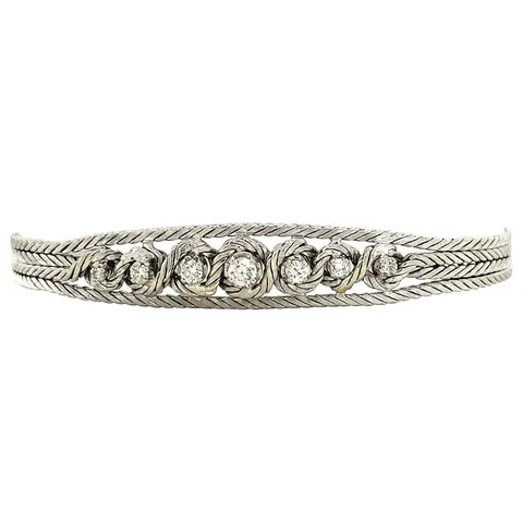 Vintage 14K White Gold Bracelet with Diamond