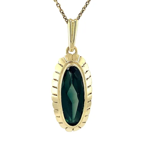 Vintage 14K Gold Pendant with Green Spinel