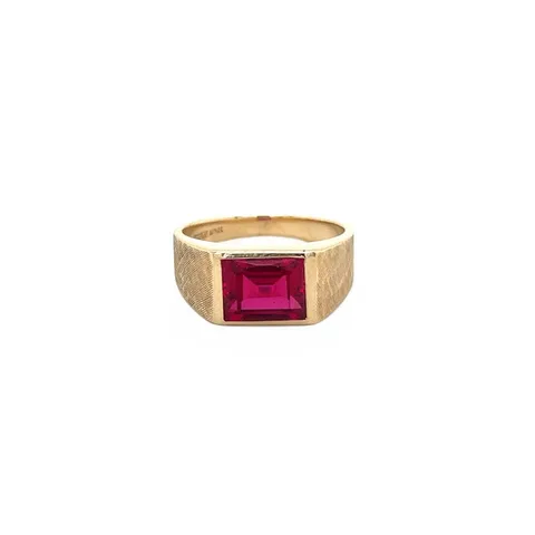 Vintage 10K Gold Men's Ring with Synthetic Ruby