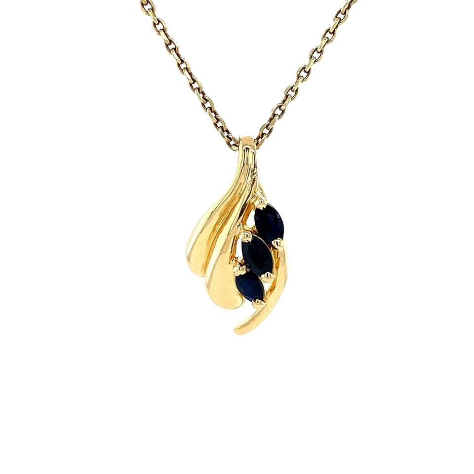 Vintage 14K Gold Pendant with Sapphire