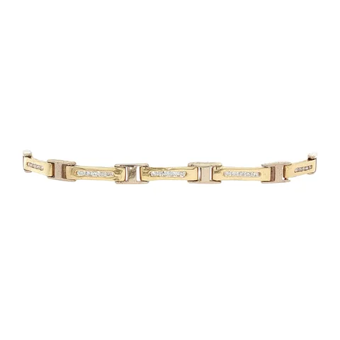 Vintage 18K Two Tone Gold Bracelet with Diamond