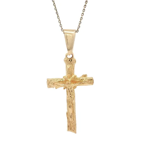 Vintage 18K Gold Cross Pendant with Jesus Christ