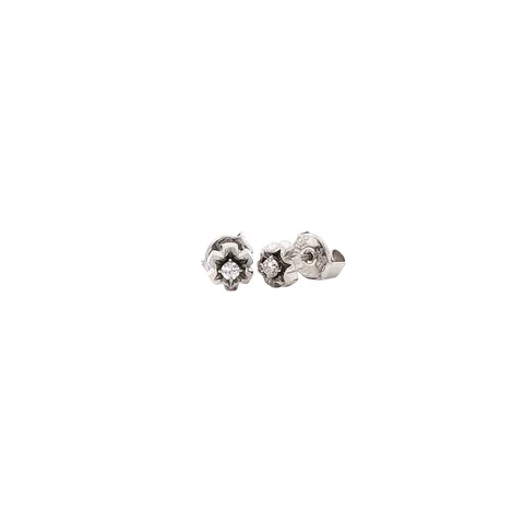 Vintage 14K White Gold Stud Earrings with Diamond