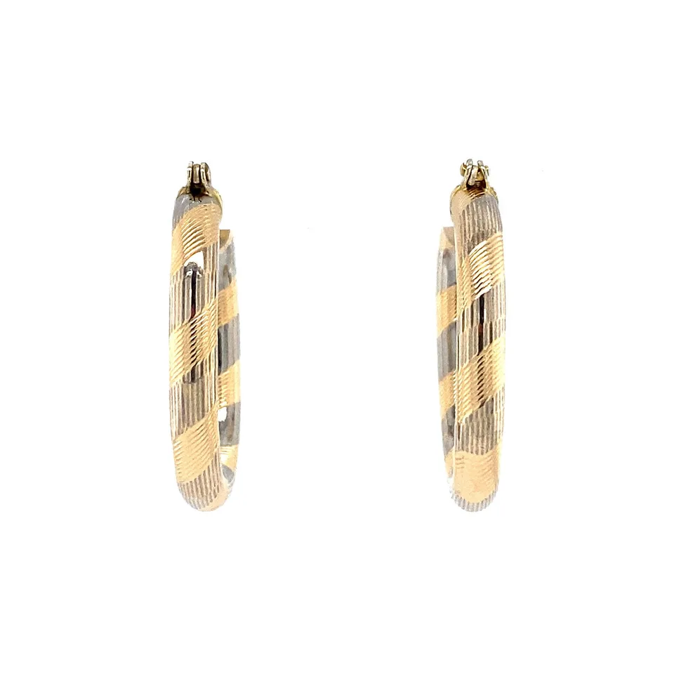 Vintage 14K Two Tone Gold Hoop Earrings