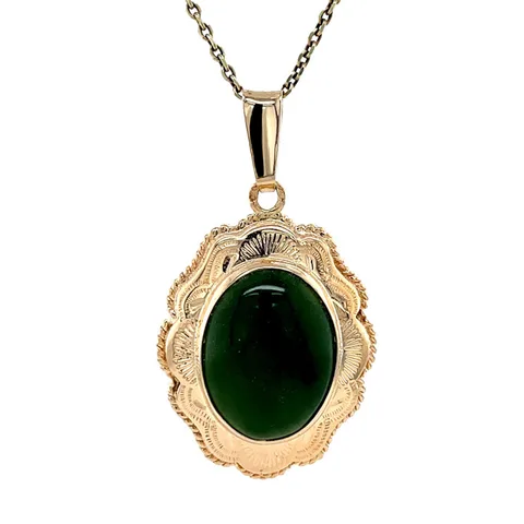 Vintage 14K Gold Pendant with Nephrite Jade