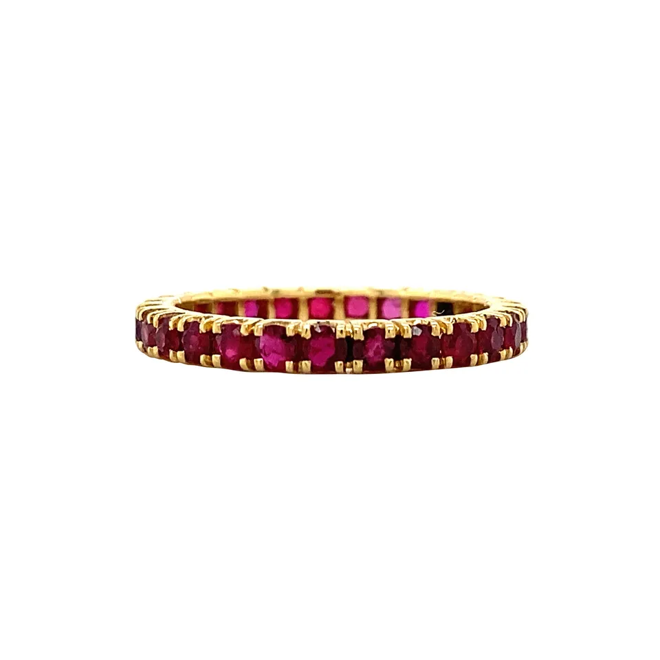 Vintage 18K Gold Alliance Ring with Natural Ruby