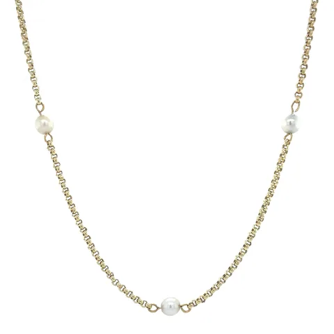 Vintage 14K Gold Necklace with Pearl 43 cm