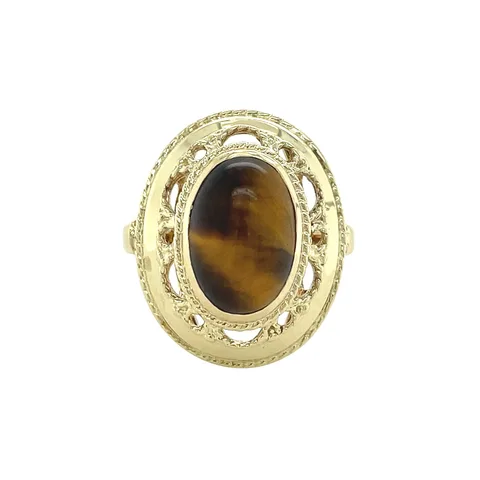 Vintage 14K Gold Ring with Tiger's Eye