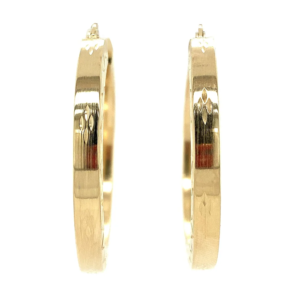 Vintage 14K Gold Hoop Earrings with Engraving