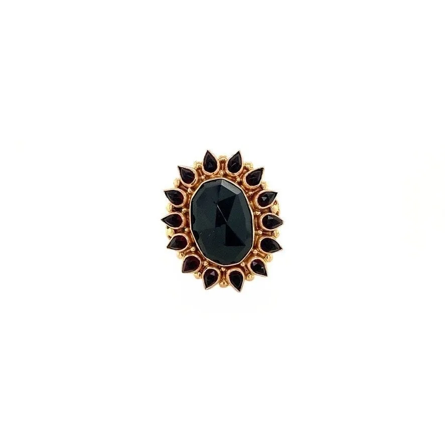 Vintage 14K Rose Gold Cluster Ring with Garnet