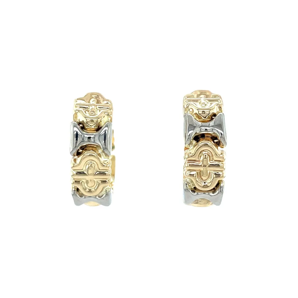 Vintage 14K Two Tone Gold Fancy Earrings
