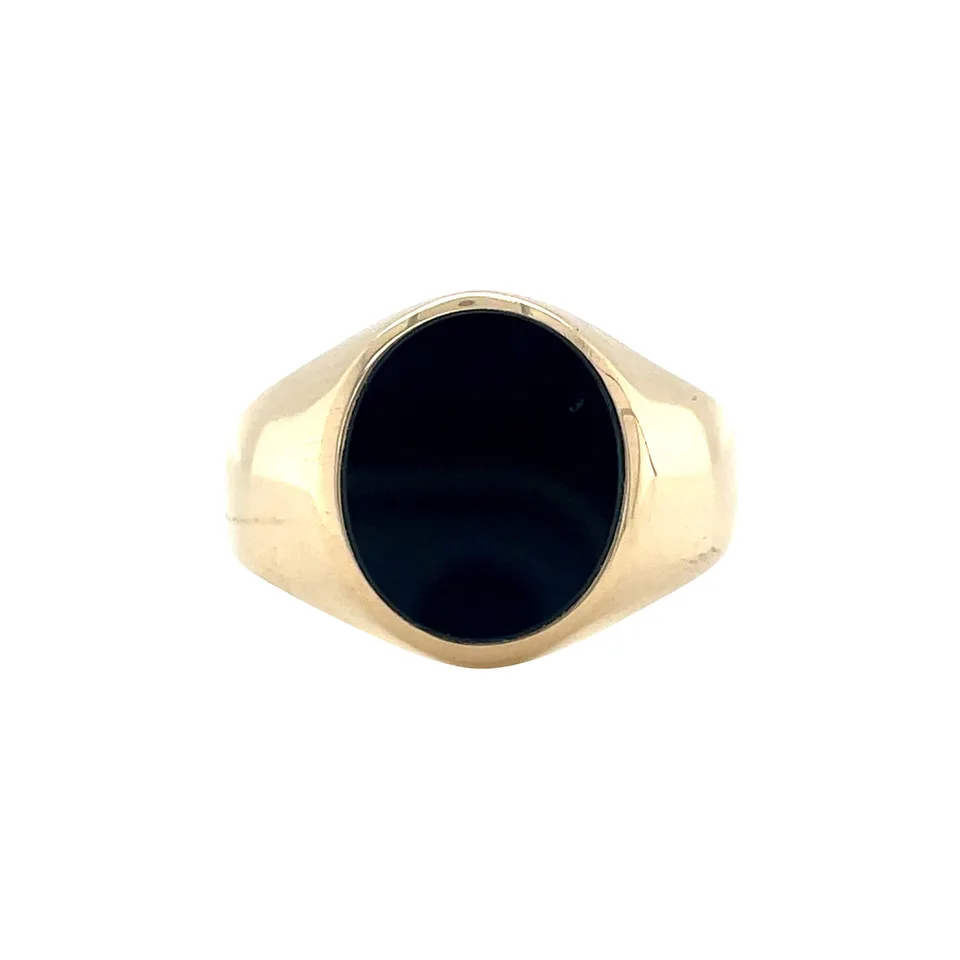 Vintage 14K Gold Signet Ring with Onyx
