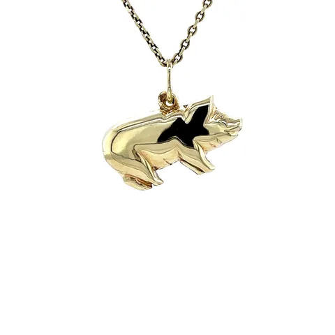 Vintage 14K Gold Pig Pendant