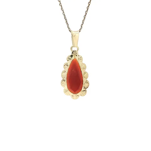 Vintage 14K Gold Pendant with Carnelian