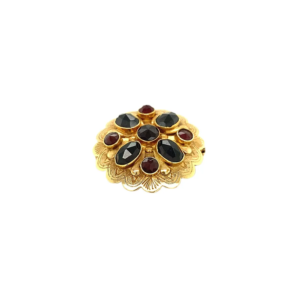 Vintage 14K Gold Brooch with Garnet