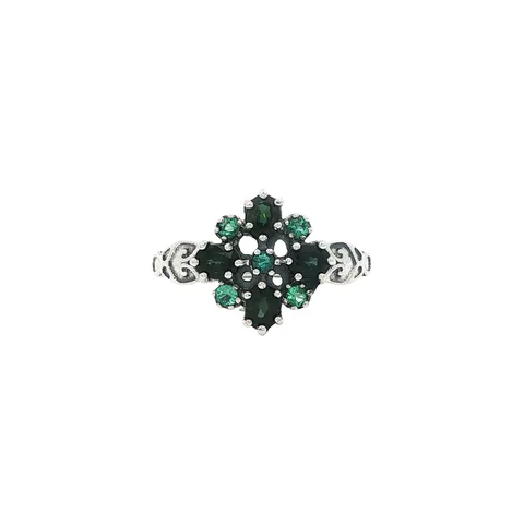 Vintage Sterling Silver Ring with Tourmaline and Emerald